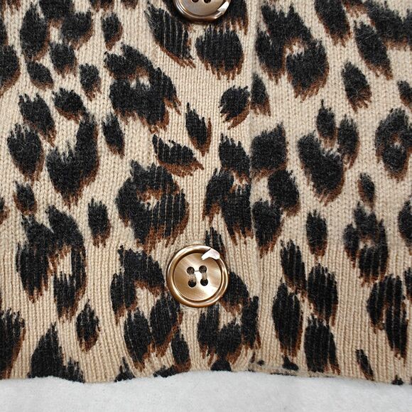 Cashmere Cashmere Leopard Print Button Cardigan Sweater Size S Mob Wife Glam - Picture 7 of 12